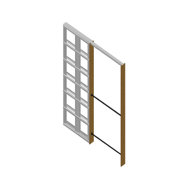 Glazed 2-Wing Sliding Wooden Door For In-Wall