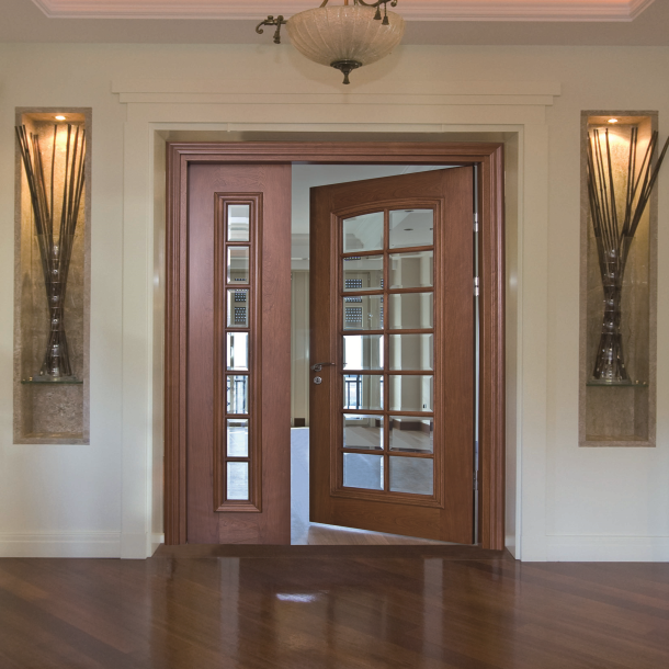 1ccd8a62-ea6a-4bdf-9c6c-5a31c0a38b36.png Wooden Door With 14 Glass And 1.5 Wing - Image 1