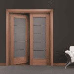 Wooden Door With Glass Wings