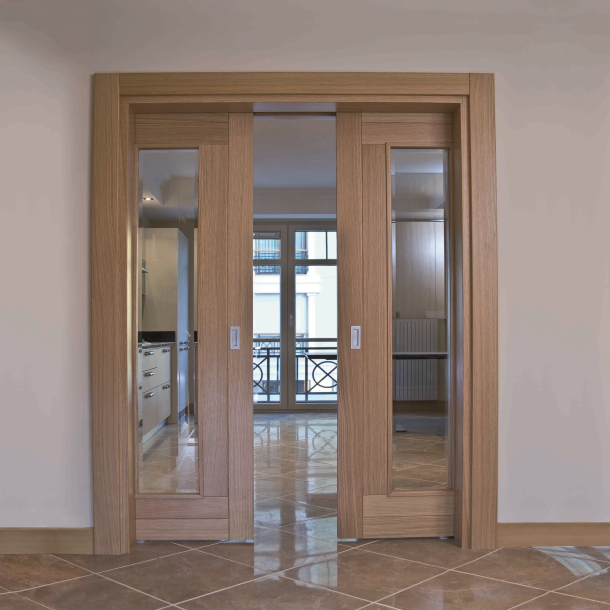 46772436-d328-458b-abe7-cf98e99d5473.png Glazed 2-Wing Sliding Wooden Door For In-Wall - Image 1